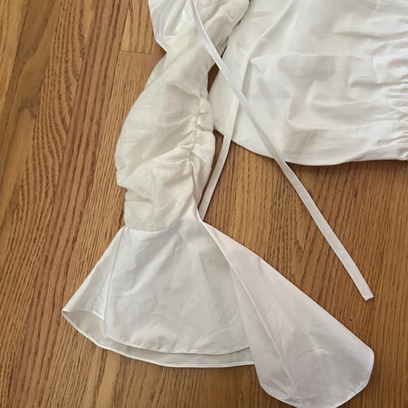 NWT Loewe White Ruched Sleeve Blouse - Picture 8 of 12